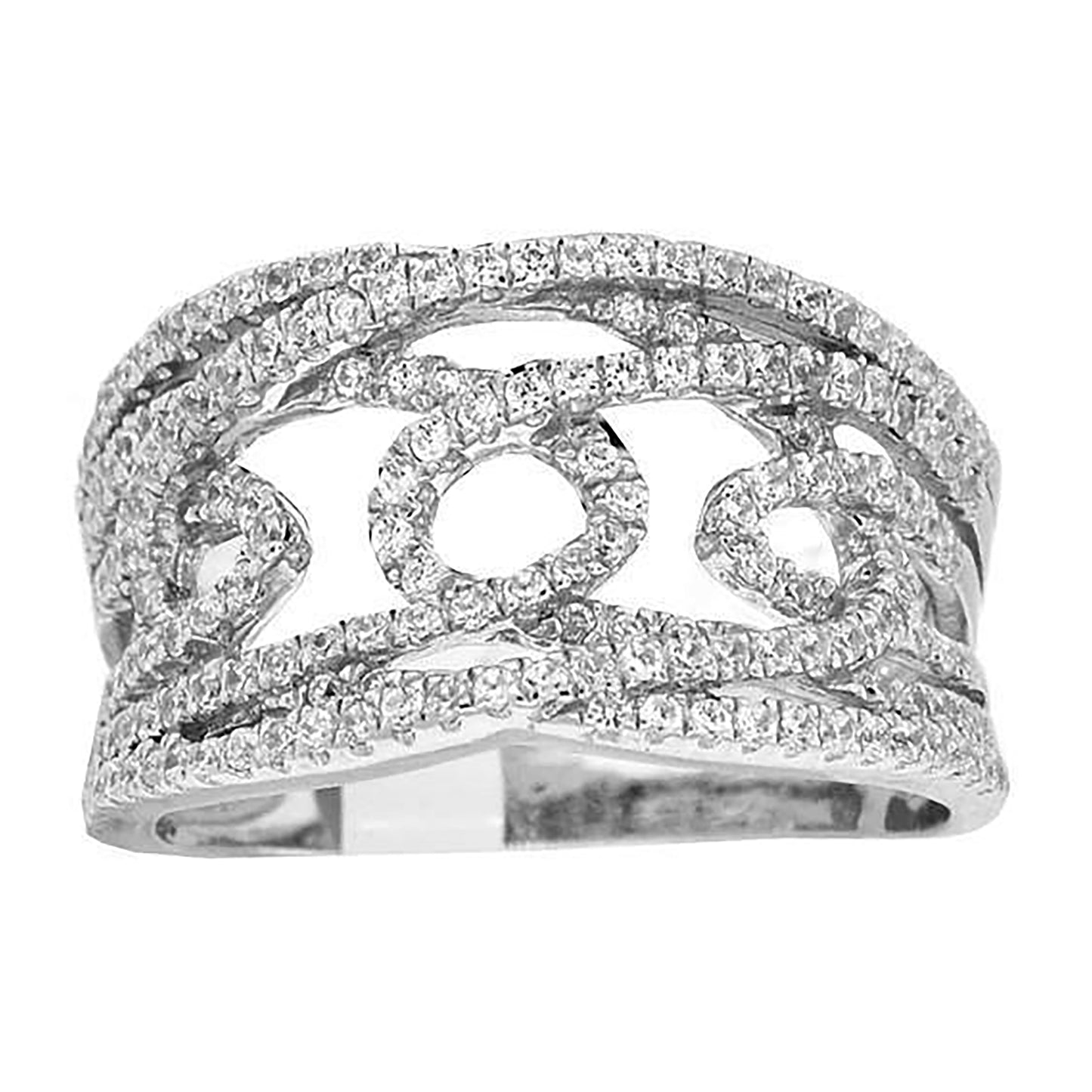 Sterling Silver Women's Cubic-Zirconia Fashion Bridal Anniversary Wedding Engagement Band Ring