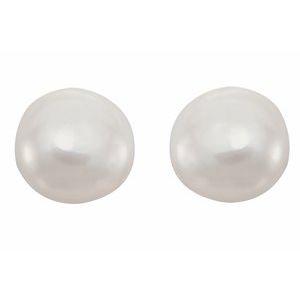 14K Yellow Gold Pearl 3.2 Mm Cultured White Freshwater Pearl Earrings