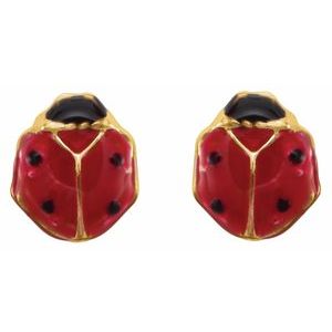 14K Yellow Gold Youth Ladybug Earrings