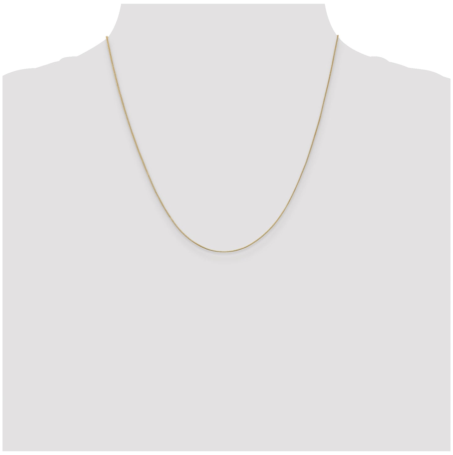 14K Yellow Gold .5mm Baby Box with Lobster Clasp Chain, 20 in