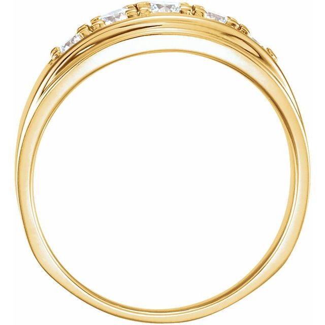 14K Yellow Gold Round 3.9 Mm Polished 3/4 Ctw Natural Diamond Band, Size 10