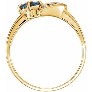 14K Yellow Gold Marquise 3 X 1.5 Mm Natural Blue Sapphire And .07 Ctw Natural Diamond Wrap-Style Enhancer Size 6