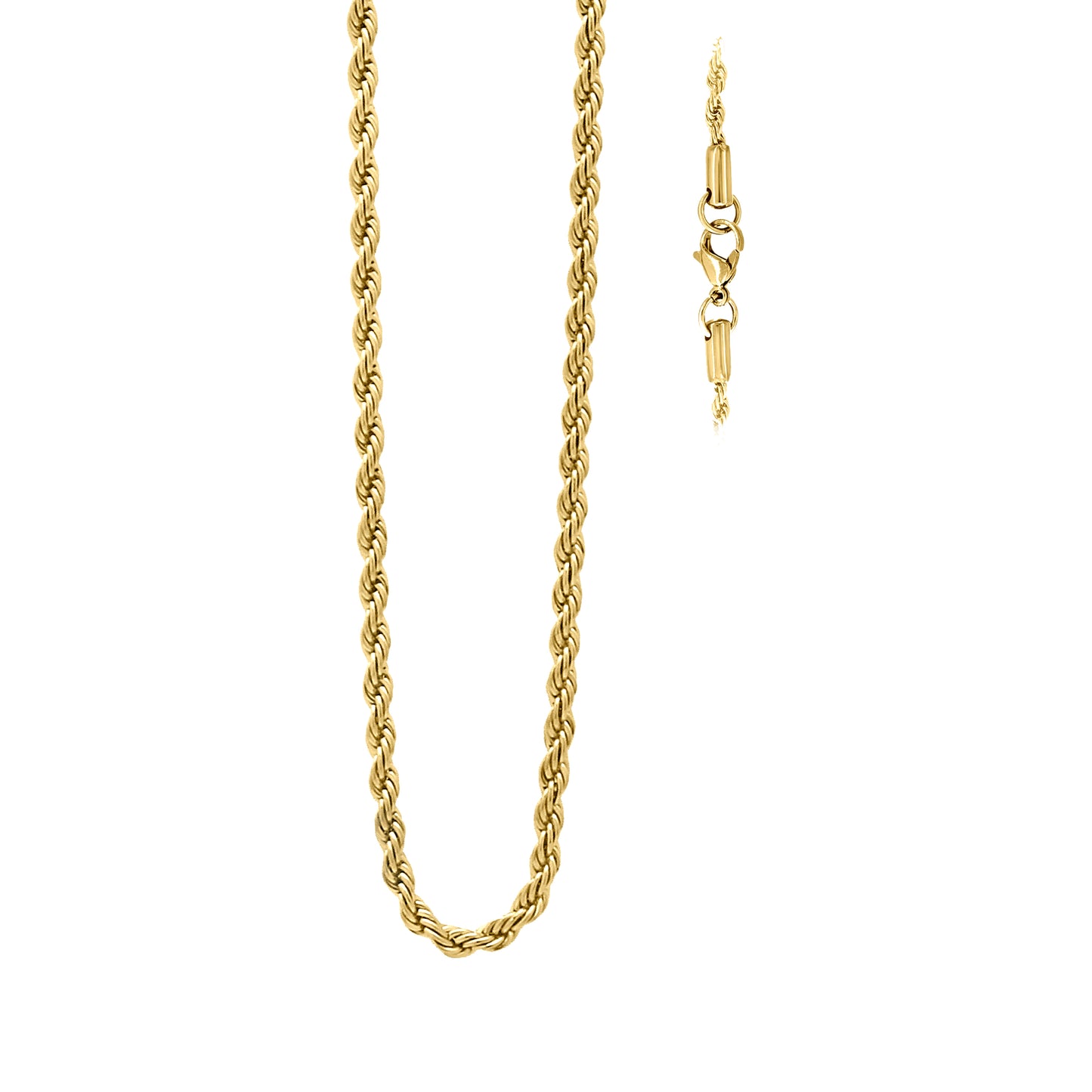 Stainless Steel Or Yellow Tone Unisex Rope Fashion Chain Necklace