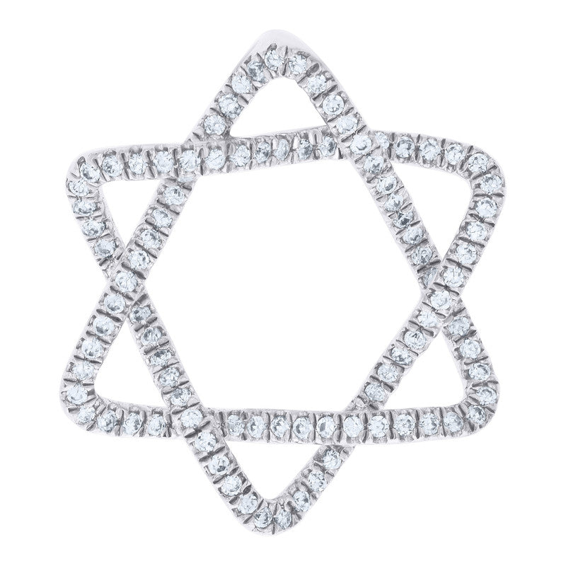 925 Sterling Silver Mens Cubic Zirconia Star Of David Religious Charm Pendant