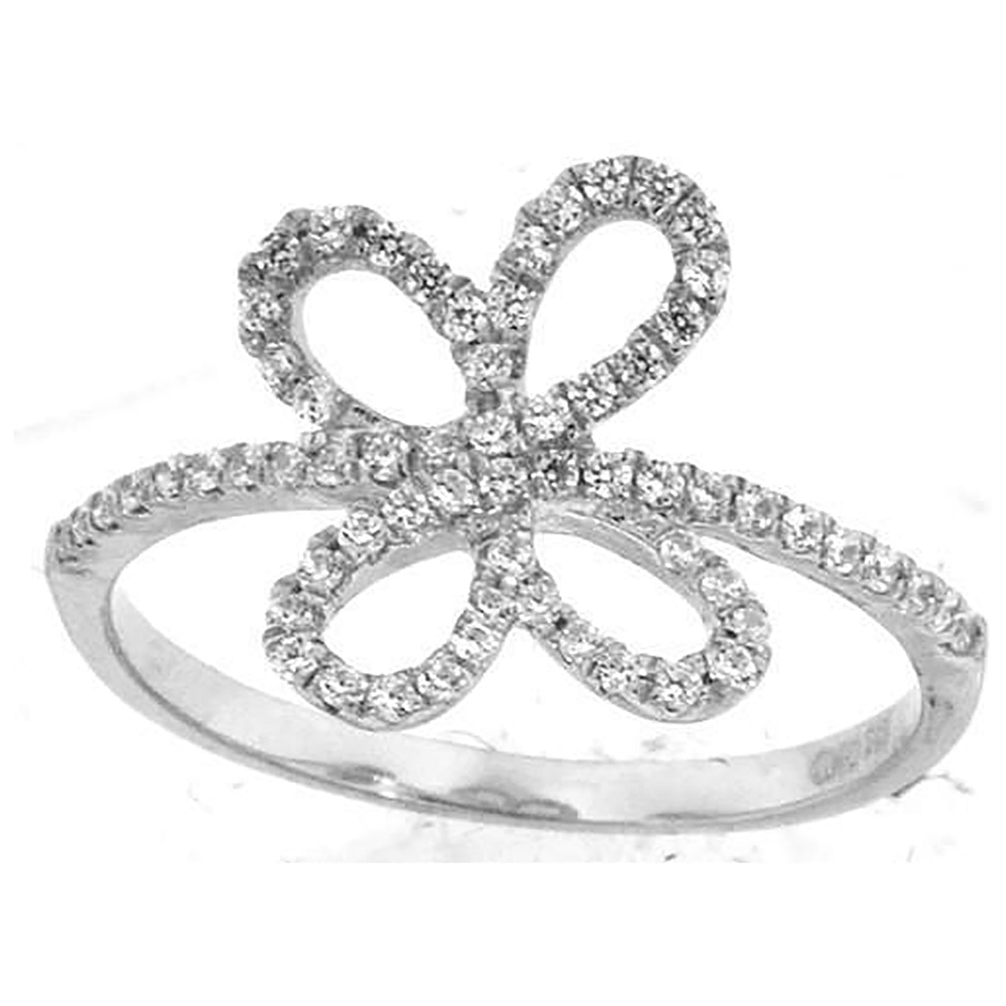 Sterling Silver Women's Cubic Zirconia Butterfly Fashion Bridal Anniversary Wedding Engagement Band Ring