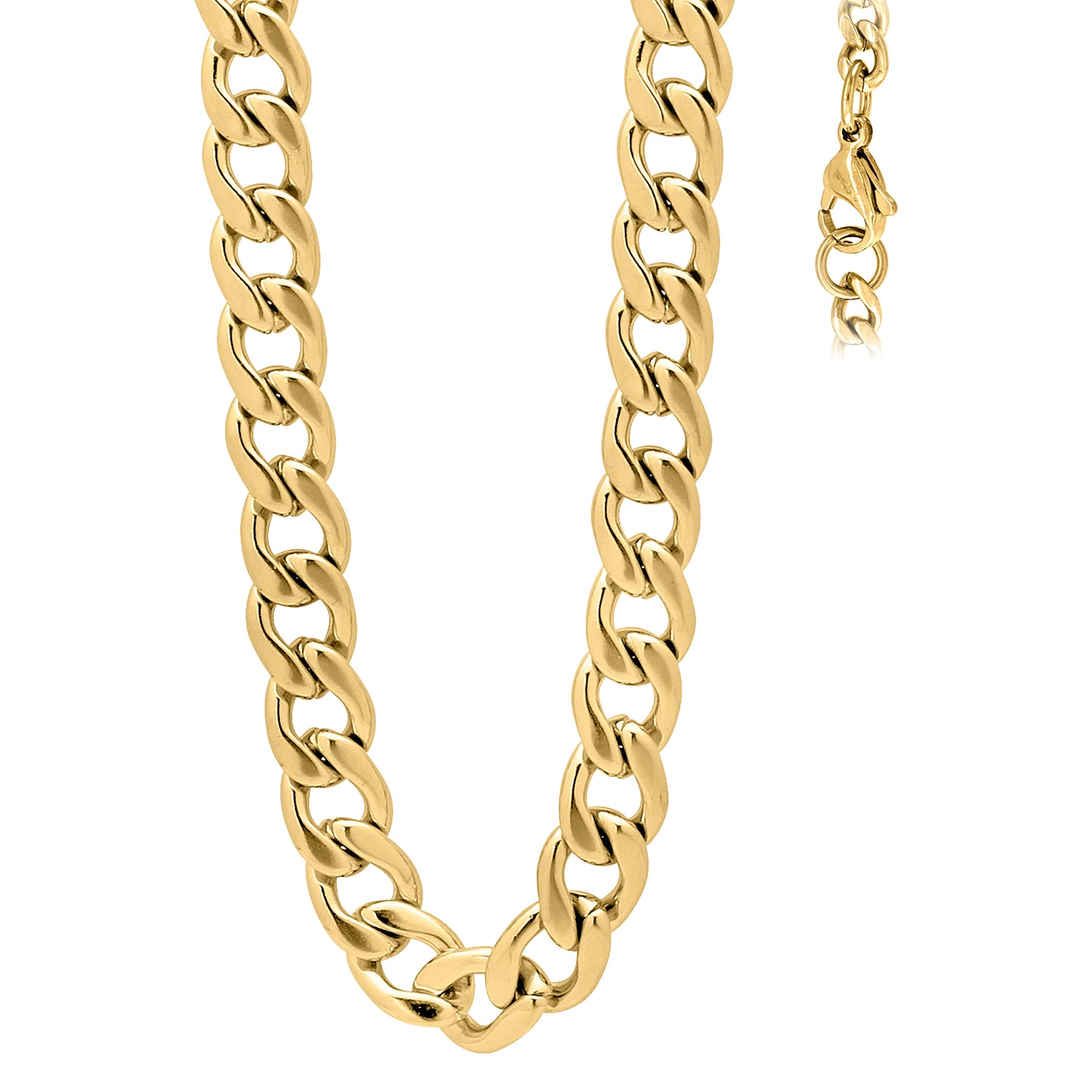 Stainless Steel Or Yellow-Tone Unisex 5mm 16-40 Inches Cuban Fashion Link Chain Necklace