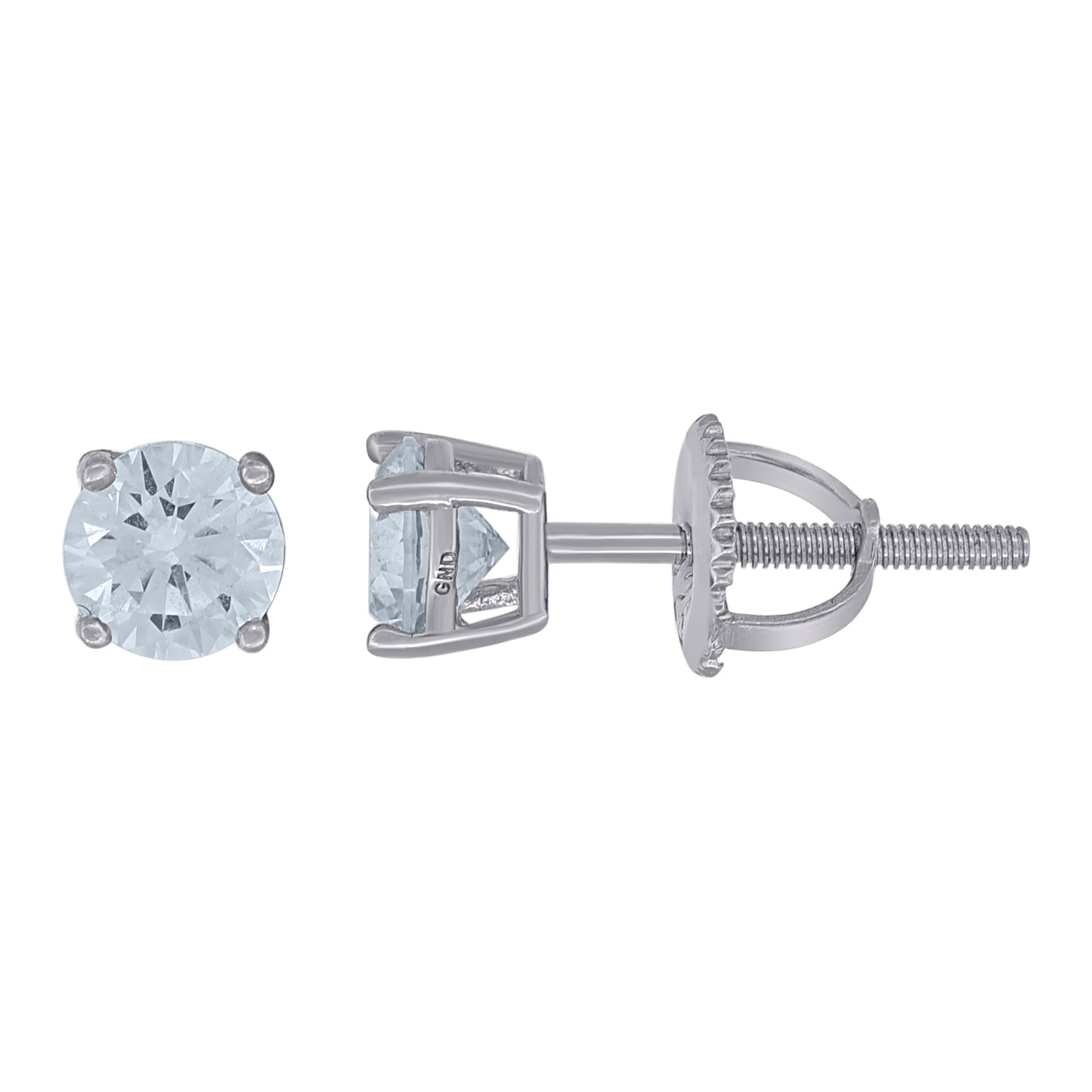 Sterling Silver Womens Cubic Zirconia Round Classic Studs Earrings