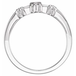 Sterling Silver Round 1 Mm Polished .005 Ct Natural Diamond Cross Ring Size 7