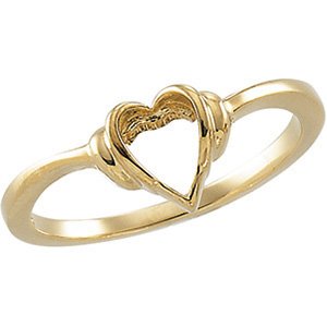 14K Yellow Gold Polished Heart Ring Size 6