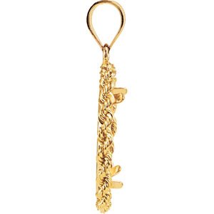 14K Yellow Gold Rope Coin Frame Bezel Pendant Mounting for 17.9x1.2 mm Coin