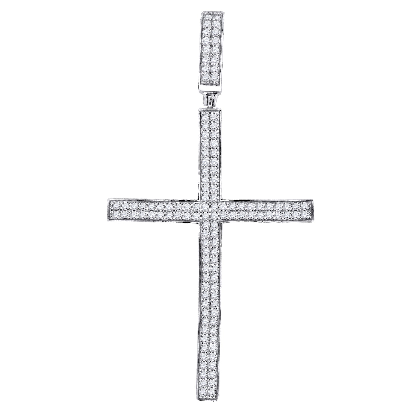 Sterling Silver Unisex Cubic Zirconia Cross Religious Charm Pendant