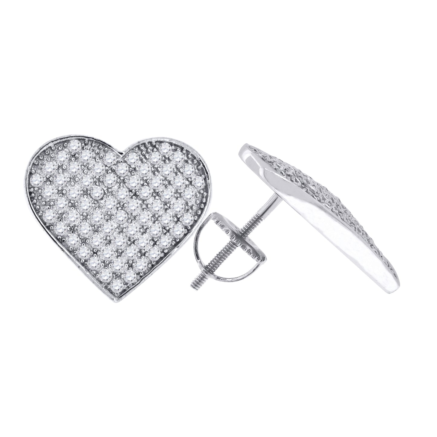 Sterling Silver Or Yellow-Tone Womens Cubic Zirconia Heart Stud Earrings
