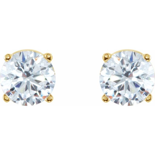 14K Yellow Gold Round 6.3Mm I3, G-H Friction 4-Prong 2 Ctw Natural Diamond Stud Earrings