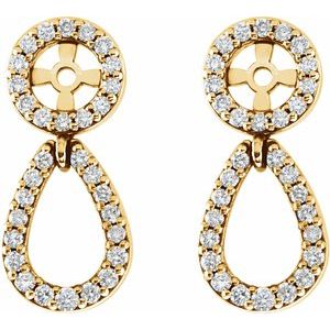 14K Yellow Gold 3.4 Mm Pair Polished 1/3 Ctw Diamond Earring Jackets