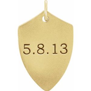 14K Yellow Gold 22.4 X 14.1 Mm Polished Engravable Shield Pendant