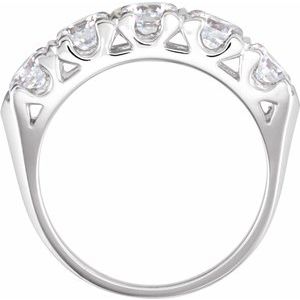 14K White Gold Round 4.5 Mm Polished Charles & Colvard Forever One Lab-Grown Colorless-Def Moissanite Anniversary Band Size 7