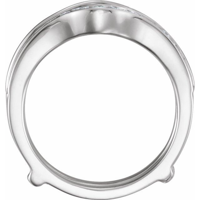 14K White Gold Round Si2, H+ :: 1/2 Ctw Polished 1/2 Ctw Natural Diamond Ring Guard, Size 7