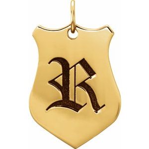 14K Yellow Gold 23.1 X 14.3 Mm Polished Engravable Shield Pendant