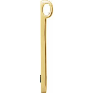 14K Yellow Gold Round 2.5 Mm Natural Blue Sapphire Engravable Family Bar Pendant