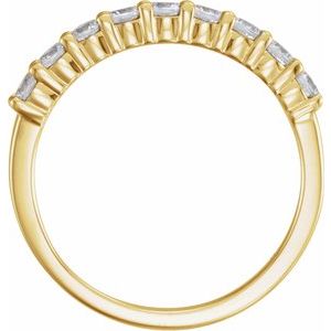 14K Yellow Gold Round 2.5 Mm Polished 1/2 Ctw Natural Diamond Anniversary Band Size 7