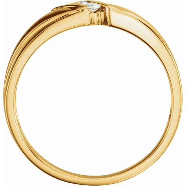14K Yellow Gold Round 2 Mm 5.5 Mm Si2-Si3, G-H Polished 1/10 Ctw Natural Diamond 3-Stone Band, Size 11