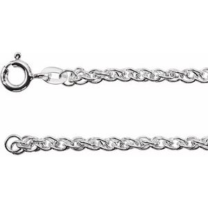 Rhodium-Plated Sterling Silver 2 Mm Spring Ring Polished Rope Chain
