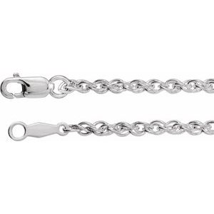 Rhodium-Plated Sterling Silver 2 Mm Spring Ring Polished Rope Chain