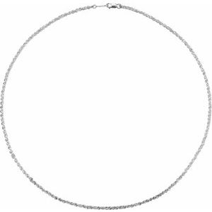 Rhodium-Plated Sterling Silver 2 Mm Spring Ring Polished Rope Chain