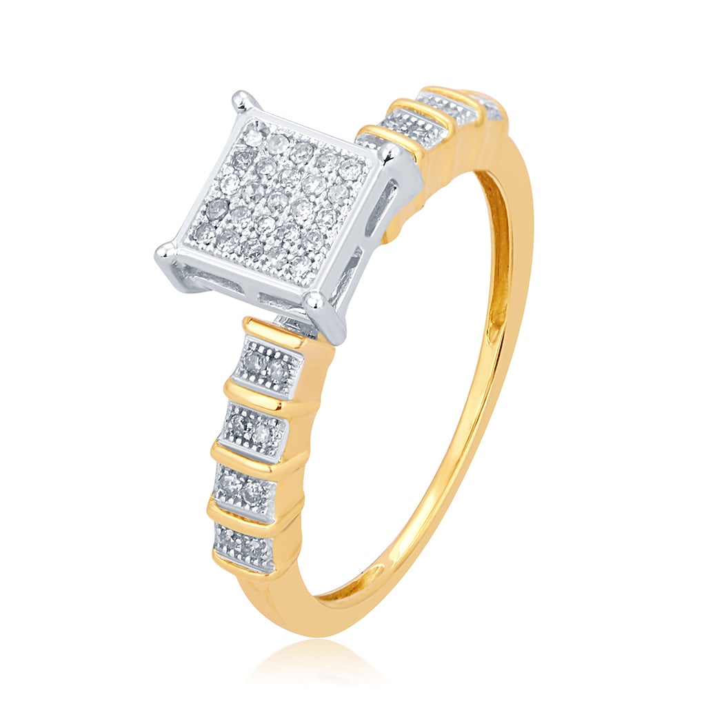 10K Yellow Gold 0.15 Cttw Round Micro Pave Diamond Ladies Ring