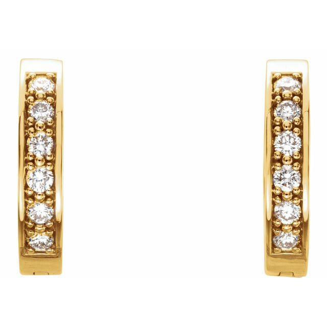 14K Yellow Gold Round 15 Mm 3 Mm 1.8Mm I1, G-H Pair Hinged Polished 1/2 Ctw Natural Diamond Hoop Earrings