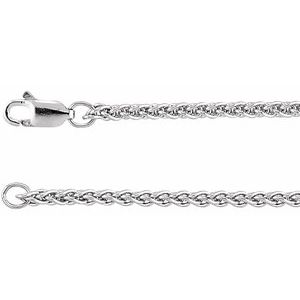 Rhodium-Plated Sterling Silver 7 In Lobster Clasp Polished Wheat Chain
