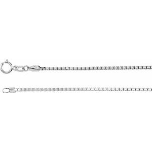 Rhodium-Plated Sterling Silver Spring Ring Diamond-Cut Box Chain, Length: 20 In, Width: 1.75 Mm
