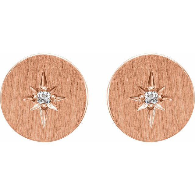 14K Rose Gold Round Pair 1.3Mm I1, G-I Friction 4-Prong Polished .02 Ctw Natural Diamond Earrings