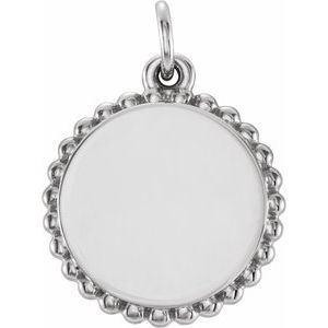 Sterling Silver 18.3 X 13.8 Mm Polished Engravable Round Beaded Pendant