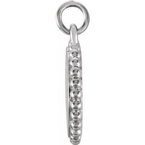 Sterling Silver 18.3 X 13.8 Mm Polished Engravable Round Beaded Pendant