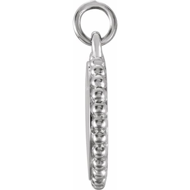 14K White Gold 18.3 X 13.8 Mm Polished Engravable Round Beaded Pendant