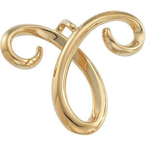14K Yellow Gold 25.75 X 29 Mm Polished Scroll Design Slide Pendant