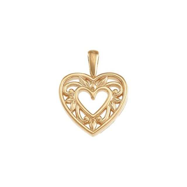 14K Yellow Gold 16 Mm Polished Heart Pendant