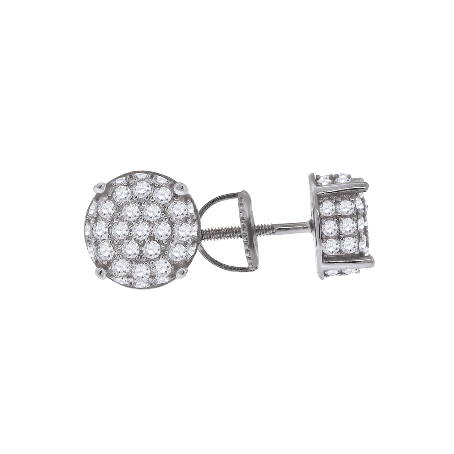 Sterling Silver Or Yellow-Tone Womens Cubic Zirconia Round Stud Earrings