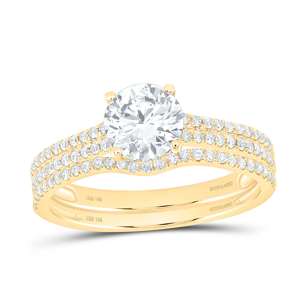14K Yellow Or White Gold 1 1/3 Cttw Lab Grown Diamond 1 Cttw Center Round Bridal Set