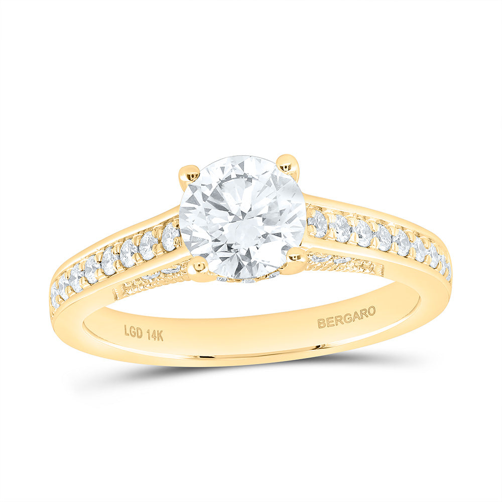 14K Yellow Or White Gold 1 1/3 Cttw Lab Grown Diamond 1 Cttw Center Round Engagement Ring