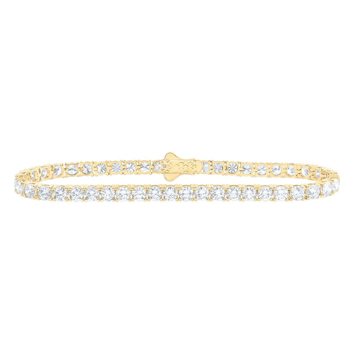14K Yellow Or White Gold Lab Grown Diamond Fashion Round Tennis Bracelet (7 Inch)