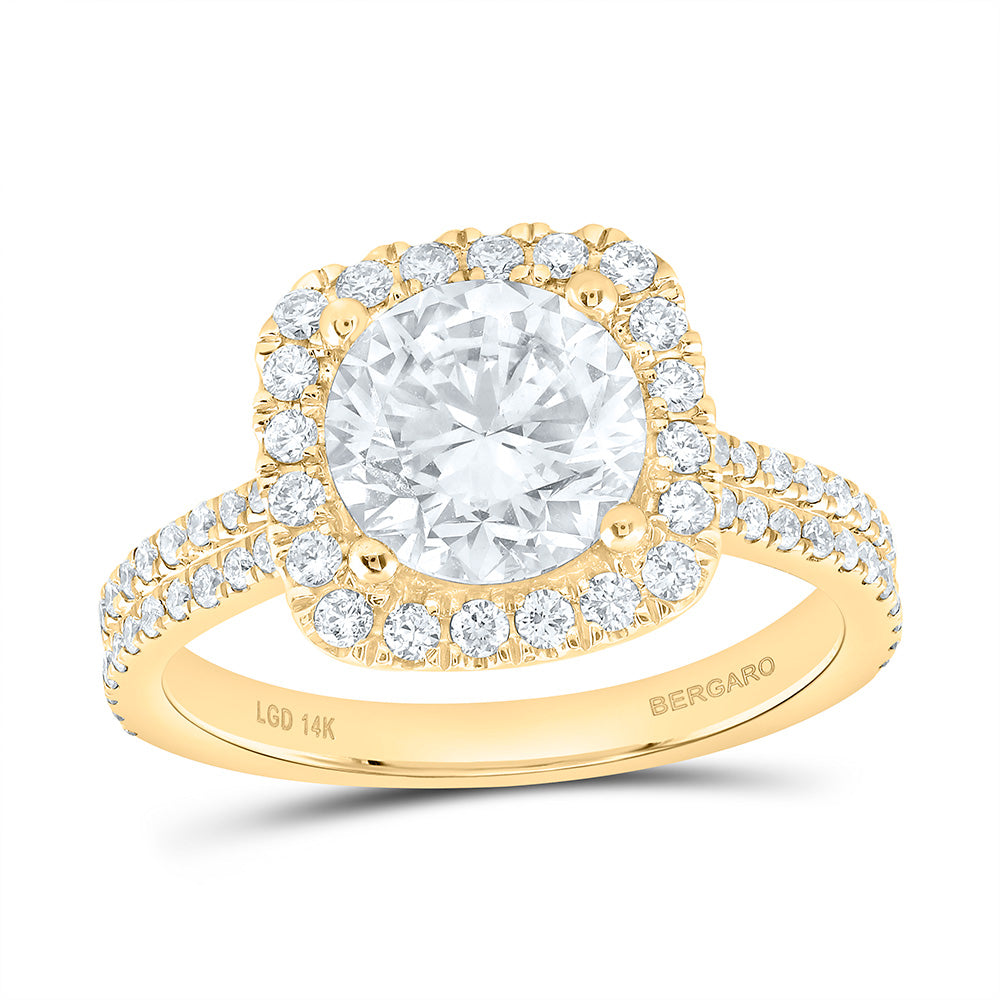14K Yellow Or White Gold 2 5/8 Cttw Lab Grown Diamond 2 Cttw Center Round Cushion Engagement Ring