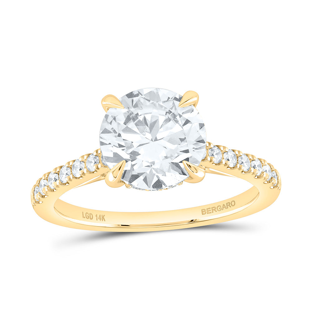 14K Yellow Or White Gold 3 1/2 Cttw Lab Grown Diamond 3 Cttw Center Round Engagement Ring