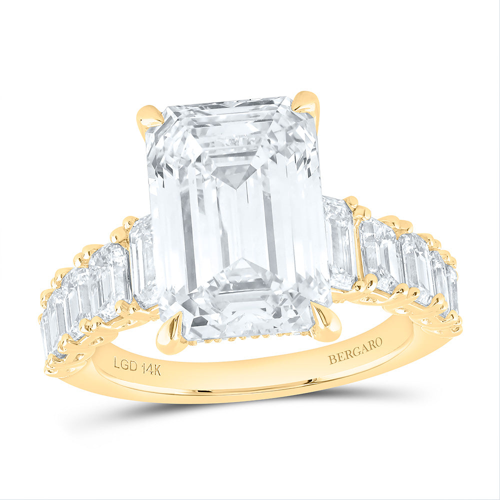 14K Yellow Or White Gold 8 1/4 Cttw Lab Grown Diamond 6 Cttw Center Emerald Engagement Ring