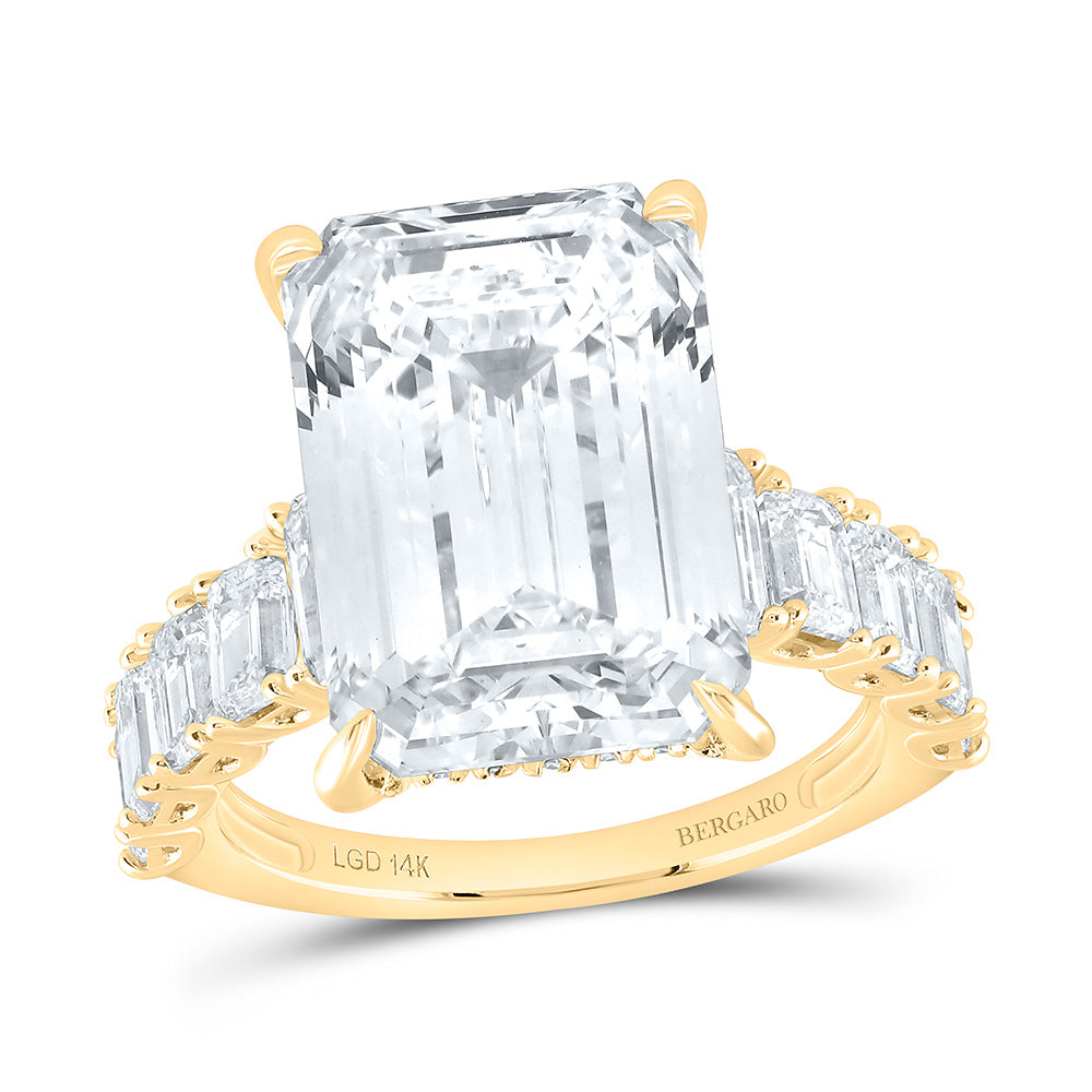 14K Yellow Or White Gold 12 1/3 Cttw Lab Grown Diamond 10 Cttw Center Emerald Engagement Ring