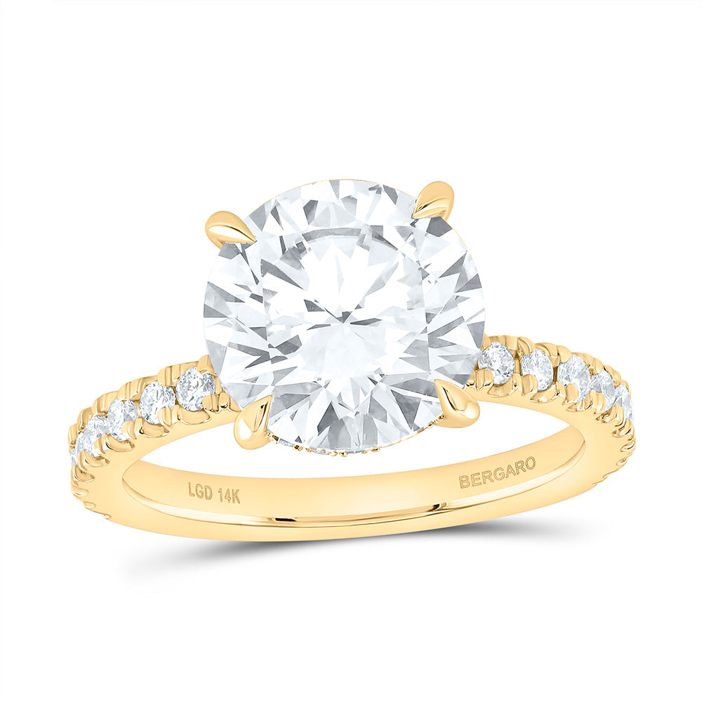 14K Yellow Or White Gold 4 1/2 Cttw Lab Grown Diamond 4 Cttw Center Round Engagement Ring