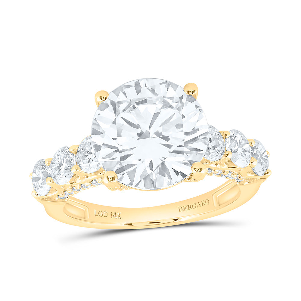 14K Yellow Or White Gold 6 5/8 Cttw Lab Grown Diamond 5 Cttw Center Round Engagement Ring