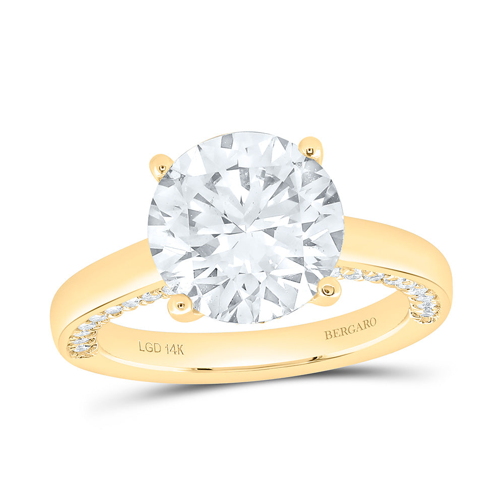 14K Yellow Or White Gold 4 1/2 Cttw Lab Grown Diamond 4 Cttw Center Round Engagement Ring