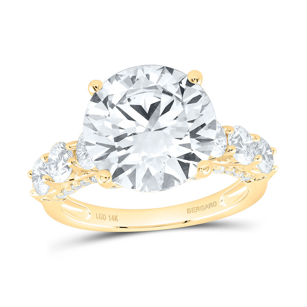 14K Yellow Or White Gold 7 1/2 Cttw Lab Grown Diamond 6 Cttw Center Round Engagement Ring